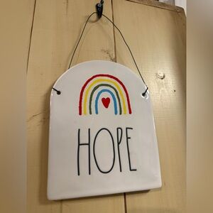 Rae Dunn Hope Plaque with Rainbow and Heart